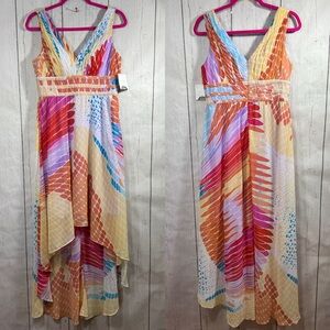 Donna Morgan Multicolor Sleeveless Maxi Dress Size 8 Resortwear Vacation Boho